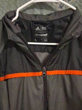 adidas Black Jacket with Orange Chest Stripe